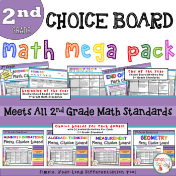 Preview of Math Choice Board Mega Pack - All 2nd Grade Standards - Distance Learning