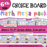 6th Grade Math Choice Board Mega Bundle  - Year Long - Dis