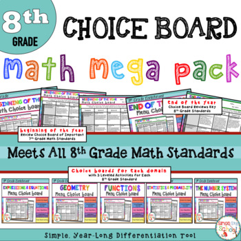 Preview of Math Choice Board Mega Pack - All 8th Grade Standards - Distance Learning