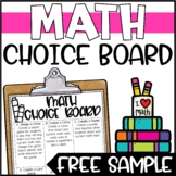 Math Choice Board for Math Centers