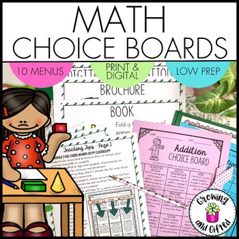 Preview of Math Choice Boards and Menus for Differentiation, Enrichment and Early Finishers