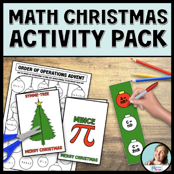 Preview of Math Christmas Activity Pack for Grade 6 Geometry, PEMDAS