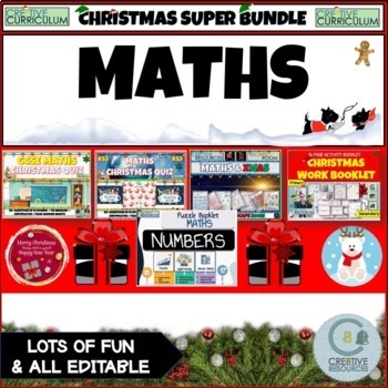 Preview of Math Christmas Quiz Escape Room Work Booklet Bundle