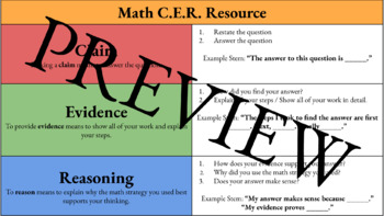 Preview of Math: Claim Evidence & Reasoning Resource