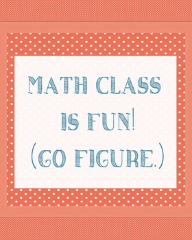 Preview of Poster Math Class is Fun! (Go Figure.) Polka Dot Design