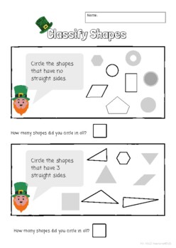 Preview of Math - Classify Shapes - St. Patrick's Day