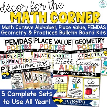 Preview of Place Value Chart Math Classroom Decor Back to School Bulletin Board Posters 