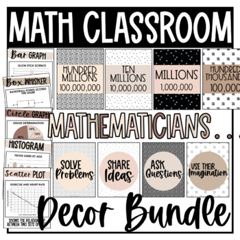 Preview of Math Classroom Decor Bundle - Dreamy Neutral Math Decor