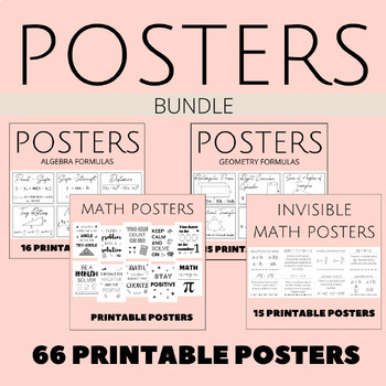 Preview of Math Classroom Decor Bundle-Math Poster Bundle-Algebra I-Algebra II-Geometry