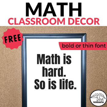 Preview of Back to School Math Classroom Decor Bulletin Board Funny Math Poster Math Humor