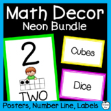 Math Classroom Decor Neon Bundle - Number Line, Number Pos