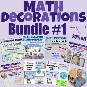 Preview of Math Classroom Decorations Bundle #1 with 7 resources