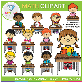 Preview of Kids with Math Items Clip Art