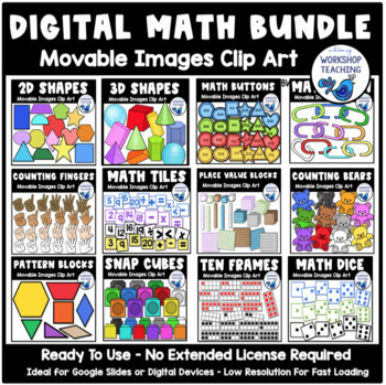 Preview of MOVABLE Math Digital Clip Art Bundle  | Images Color Black White