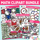 Math Clipart Bundle: Dominoes Dice Money Clocks & Playing 