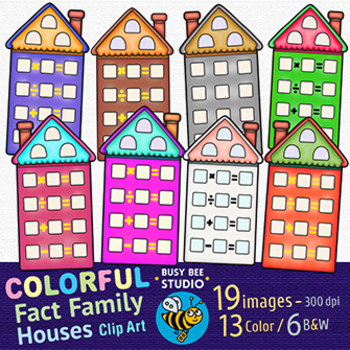Preview of Math Clipart | Colorful Fact Family Houses