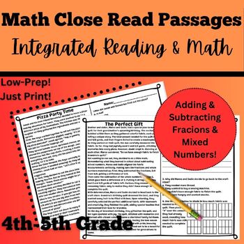 Preview of Low Prep Math Close Reads: Adding & Subtracting Fractions and Mixed Numbers