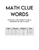 Math Clue Words Student Anchor Chart