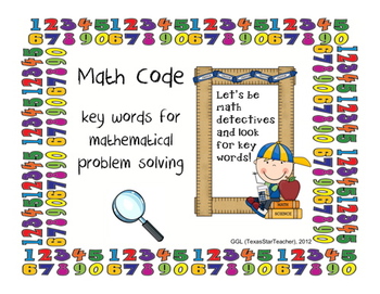 Preview of Math Code/Key Words- Using key words for math problem solving