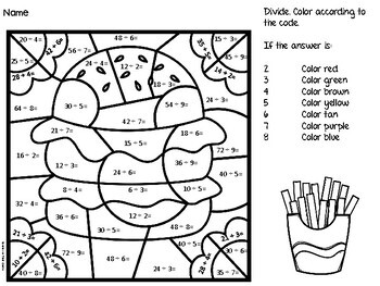 math color by number set by forever in third grade tpt