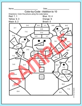 Winter Math Snowman Color by Number: Add, Subtract, Multiply, Divide
