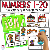 Fall Math Review Numbers 1-20 With Clip Cards and Color by
