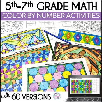 Color by Number Math Worksheets Decimals, Fractions, Division Coloring ...