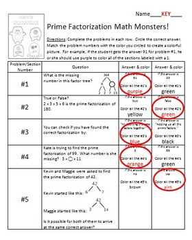 prime 8 worksheets math grade factorization Color by Number  by Math Fun Prime  Factorization