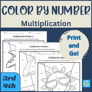 Math Color by Number | Summer | Multiplication Review Worksheets