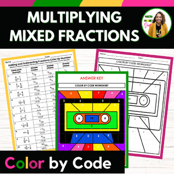 Preview of Color by Numbers 6th Grade -Multiplying Mixed Fractions Activity