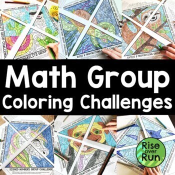 Preview of Math Coloring Activities Bundle of Collaborative Group Coloring Worksheets