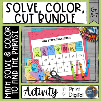 Preview of Math Coloring Pages Solve, Color, Cut Bundle