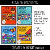 Math Coloring Sheets Bundle- Color by Code Seasons Bundle