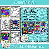 Math Coloring Sheets - Color by Code for Winter