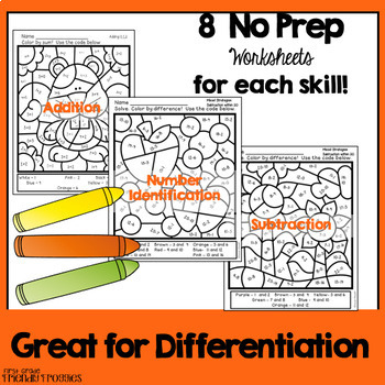 math coloring sheets for fall addition and subtraction to 20 tpt