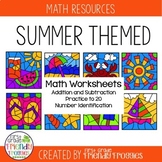 Math Coloring Sheets for Summer - Addition and Subtraction to 20
