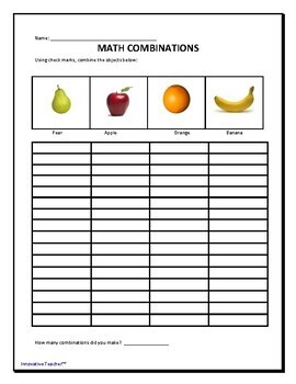 Math Combinations (permutations) Worksheet by Innovative Teacher