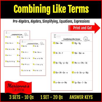 Preview of Math - Combining Like Terms