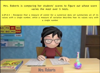 Preview of Common Core Math Activity (Math scores)- Statistics (Measure of Variation)