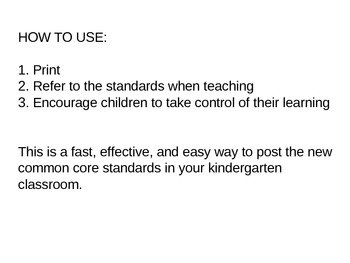 Preview of Math Common Core Kindergarten I Can Statements