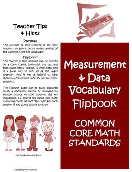 Preview of Math Common Core Measurement and Data Grades 3-5 Vocabulary Cards