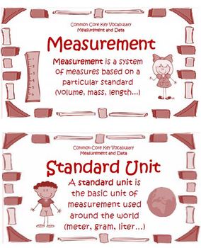 Math Common Core Measurement and Data Grades 3-5 Vocabulary Cards by ...