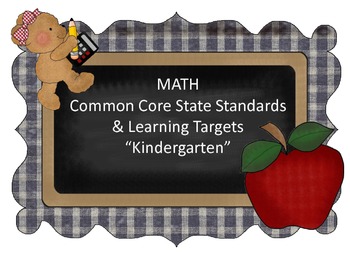 Preview of Math Common Core Standards & "I CAN.." Cards-Kindergarten