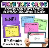 Add and Subtract Fractions & Mixed Numbers Math Task Cards