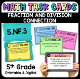 Fraction and Division Connection Math Task Cards w/ Digita