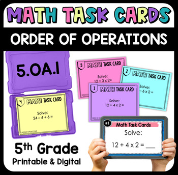 Preview of Order of Operations Task Cards w/ Digital Task Cards 5.OA.1