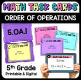 Order of Operations Task Cards w/ Digital Task Cards 5.OA.1