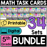 5th Grade Math Task Cards BUNDLE - 34 Sets of Printable & 