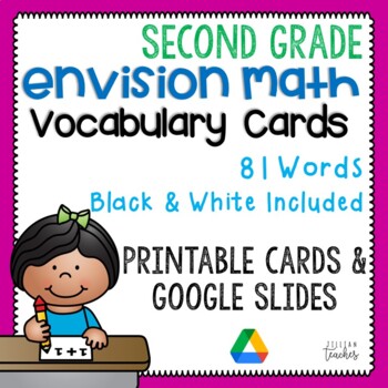 Preview of Math Common Core and enVision Program 2020 Math Vocabulary Cards for Grade 2