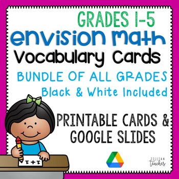 Preview of Math Common Core and enVision Program 2020 Math Vocabulary Cards Grades 1-5